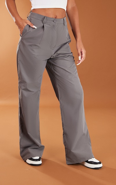 Charcoal Peach Skin Straight Leg Pants