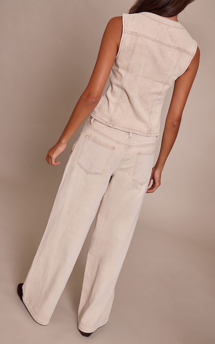 Jean large gris pierre à taille mi-haute image 3