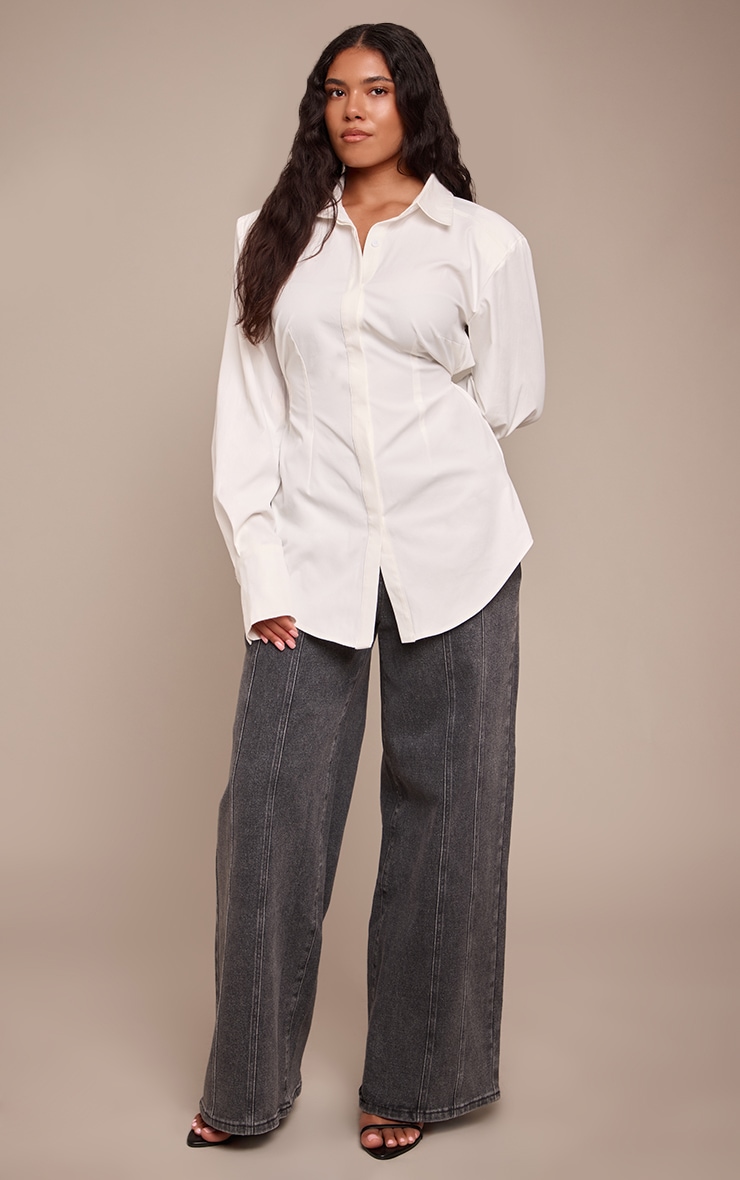 Shape Jean large stretch gris anthracite à taille haute et boutons ajustables image 1