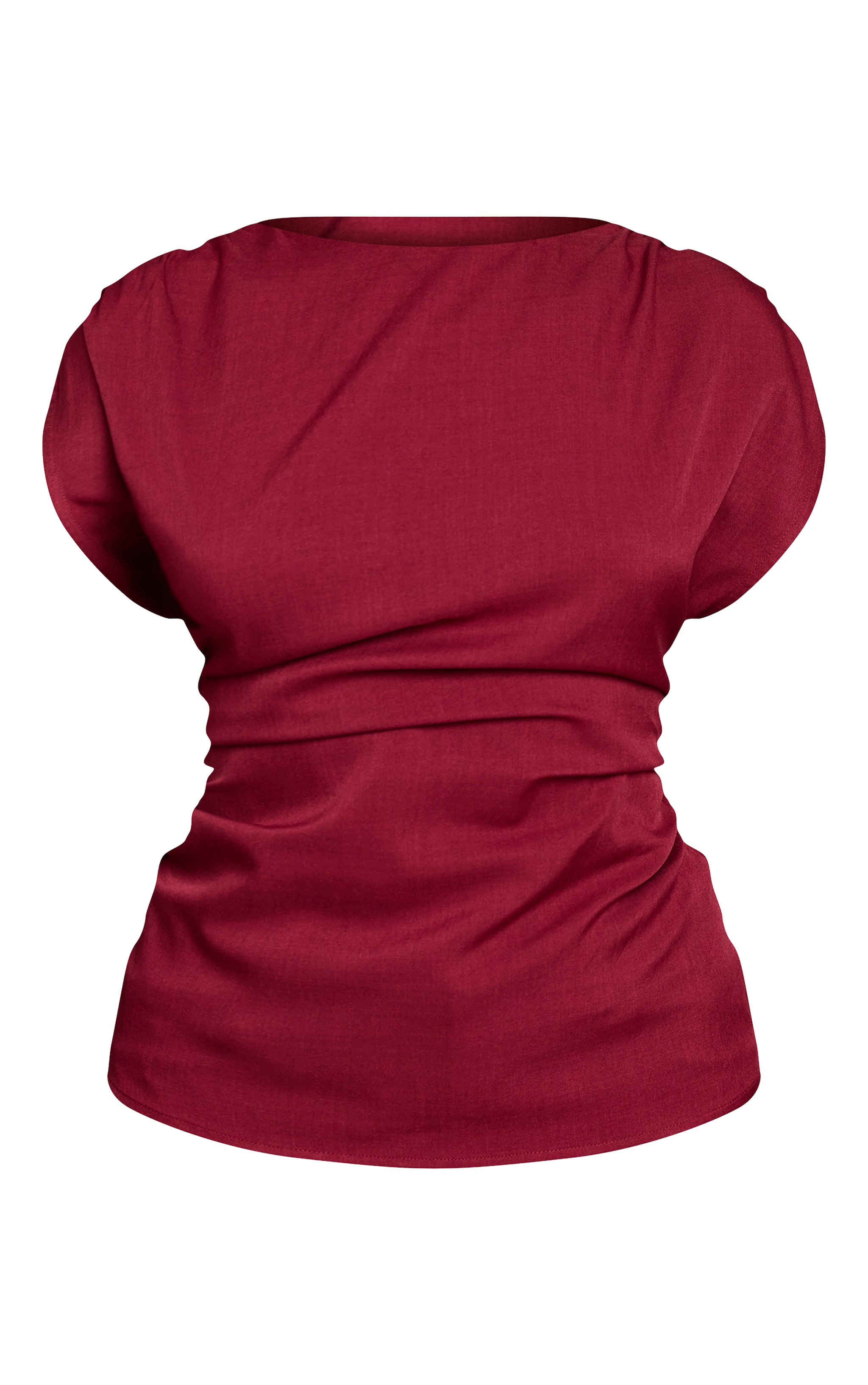 Burgundy Satin Ruched Side Top  image 5