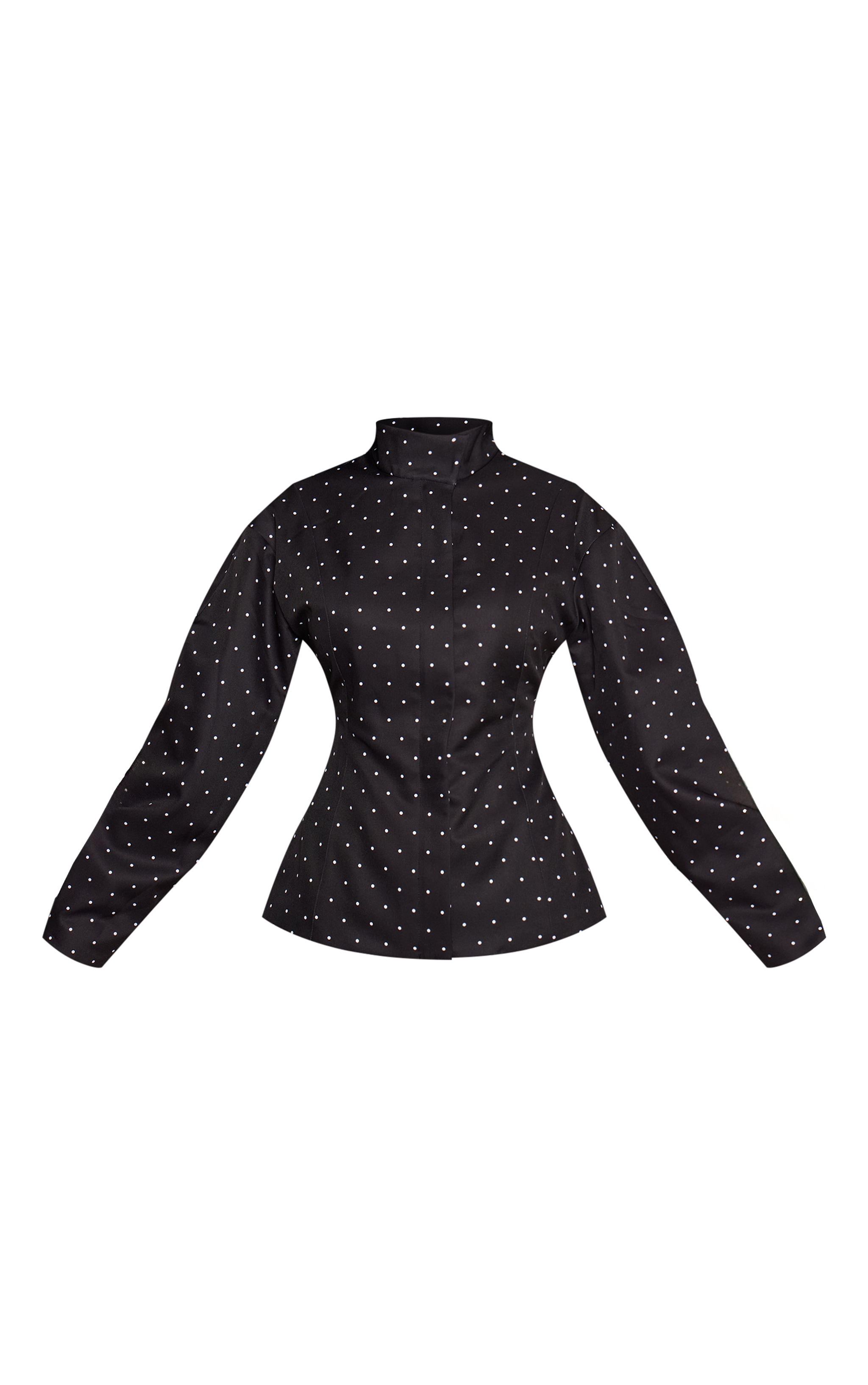 Black Polka Dot Tailored Cocoon Sleeve Jacket image 5
