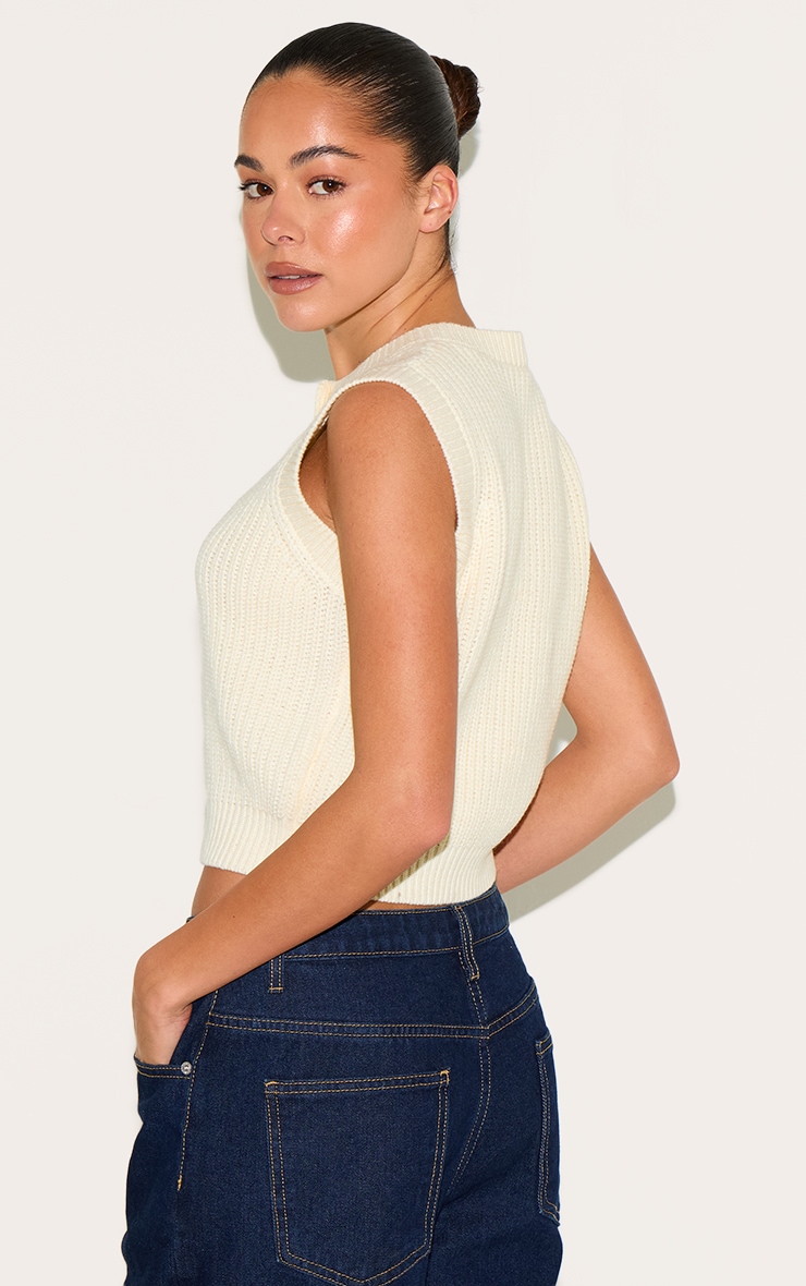 Ecru Chunky Knit Sleeveless Jumper image 2
