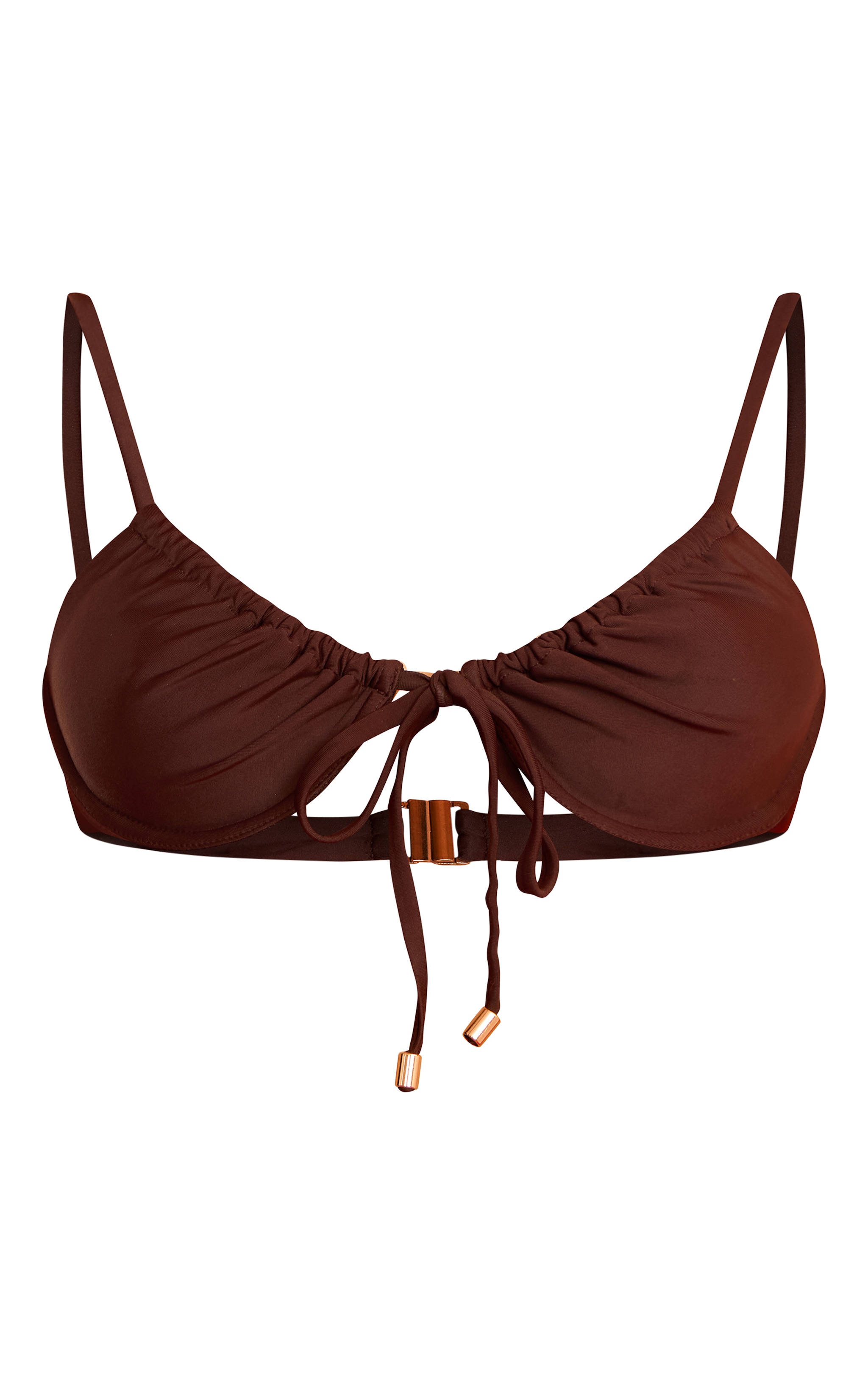 Espresso Ruched Front Underwire Bikini Top image 5