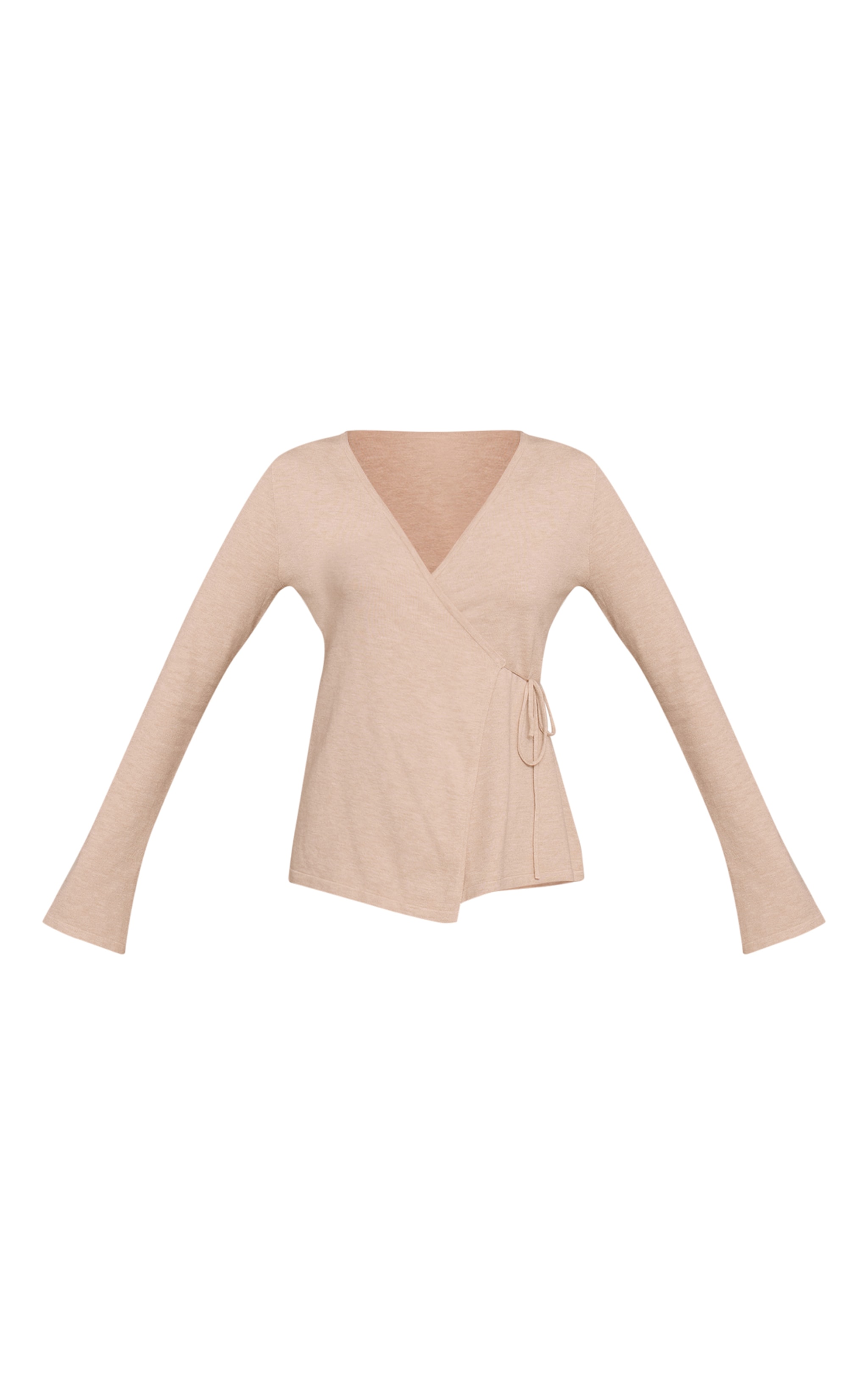 Tall Oatmeal Fine Knit Wrap Style Cardigan image 5