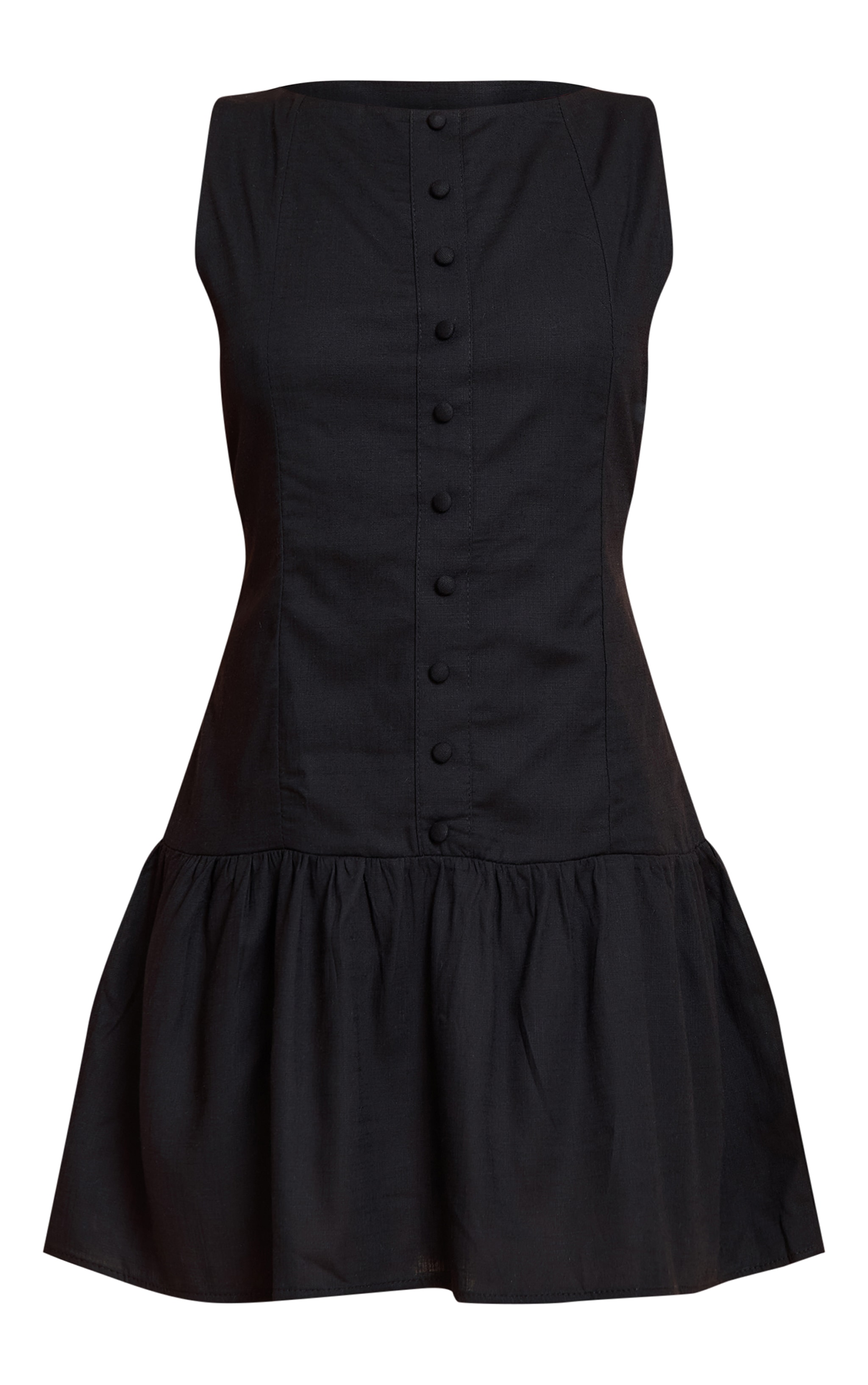 Petite Black Button Up Shift Mini Dress image 5