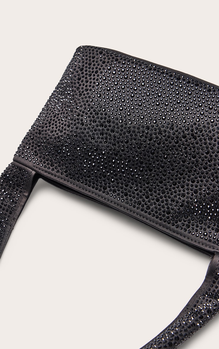 Black Hot Fix Satin Shoulder Bag image 5