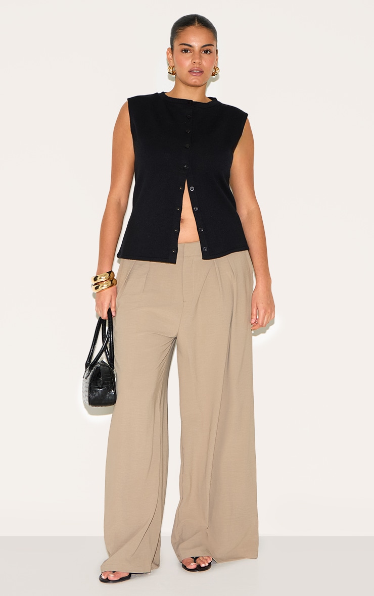 Plus Black Button Through Sleeveless Top image 3