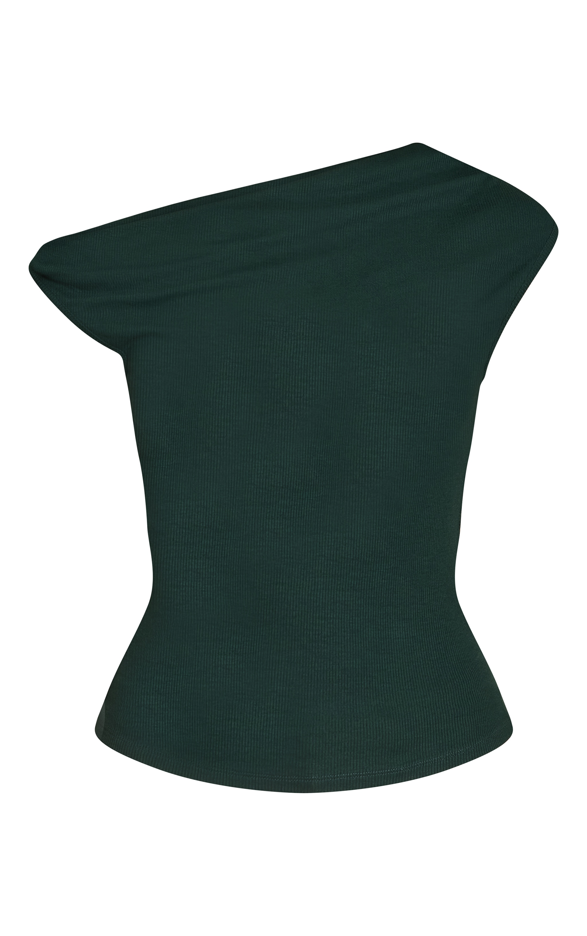 Forest Green Soft Rib Asymmetric Drape Detail Sleeveless Top image 5