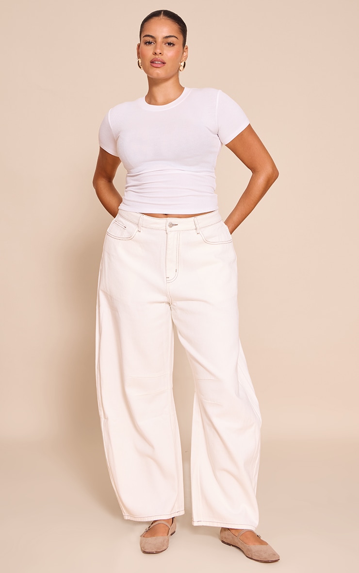 Plus White Seam Detail Barrel Jean image 1