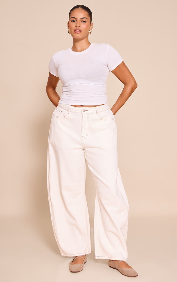 Plus White Seam Detail Barrel Jean