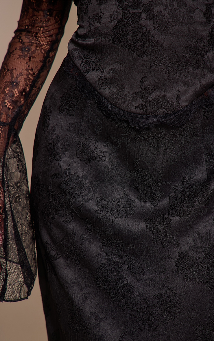 Shape Black Satin Maxi Skirt image 4