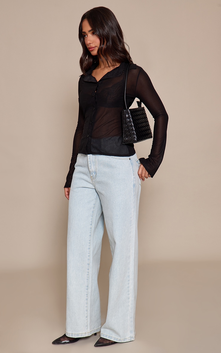 Petite Black Cinched Sheer Shirt  image 3