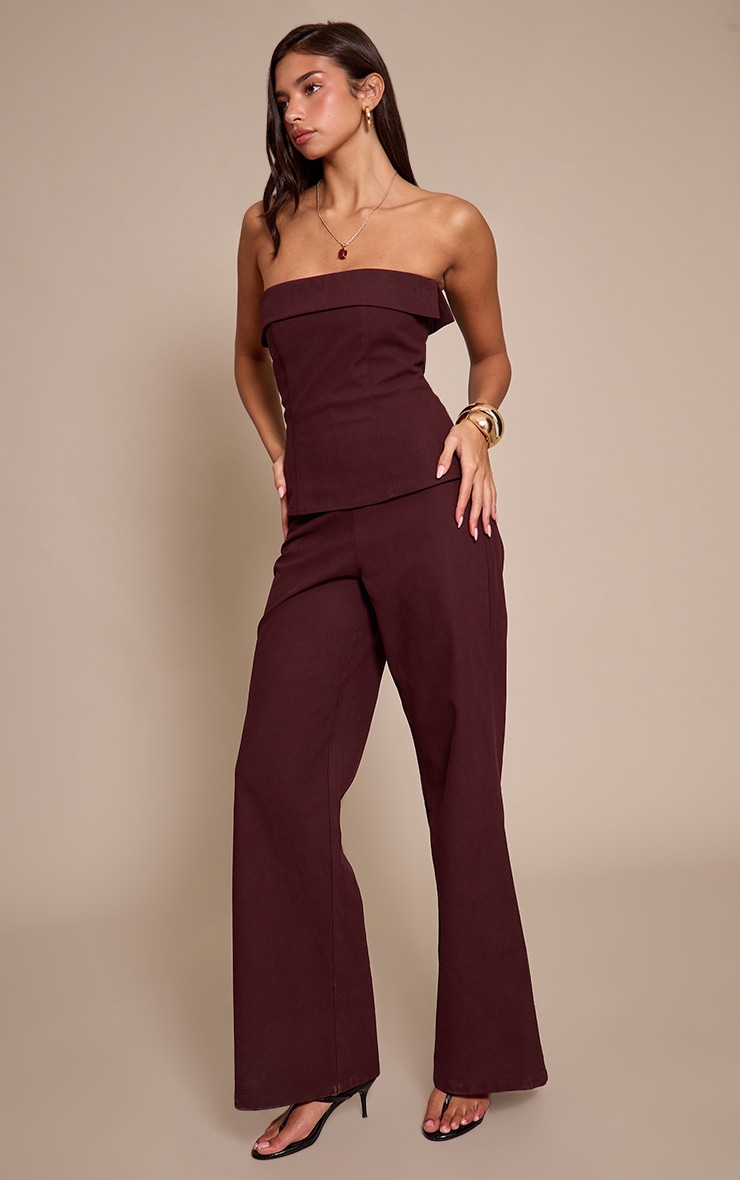 Plum Faux Suede Bandeau Foldover Jumpsuit image 3