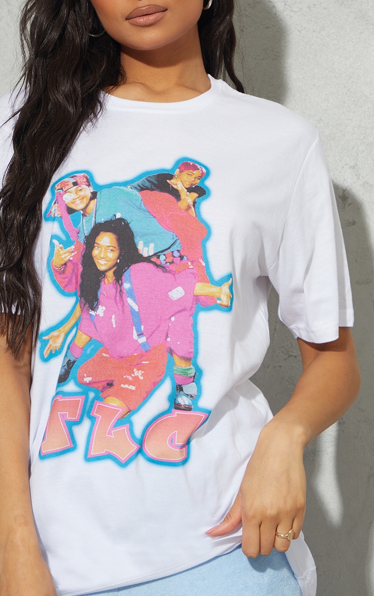 T-shirt oversize blanc imprimé TLC image 4