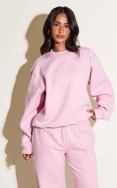 Petite Sweat oversize rose tendre à col ras