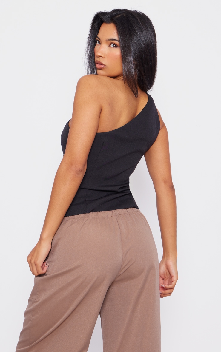 Black Tailored Woven One Shoulder Vest image 2
