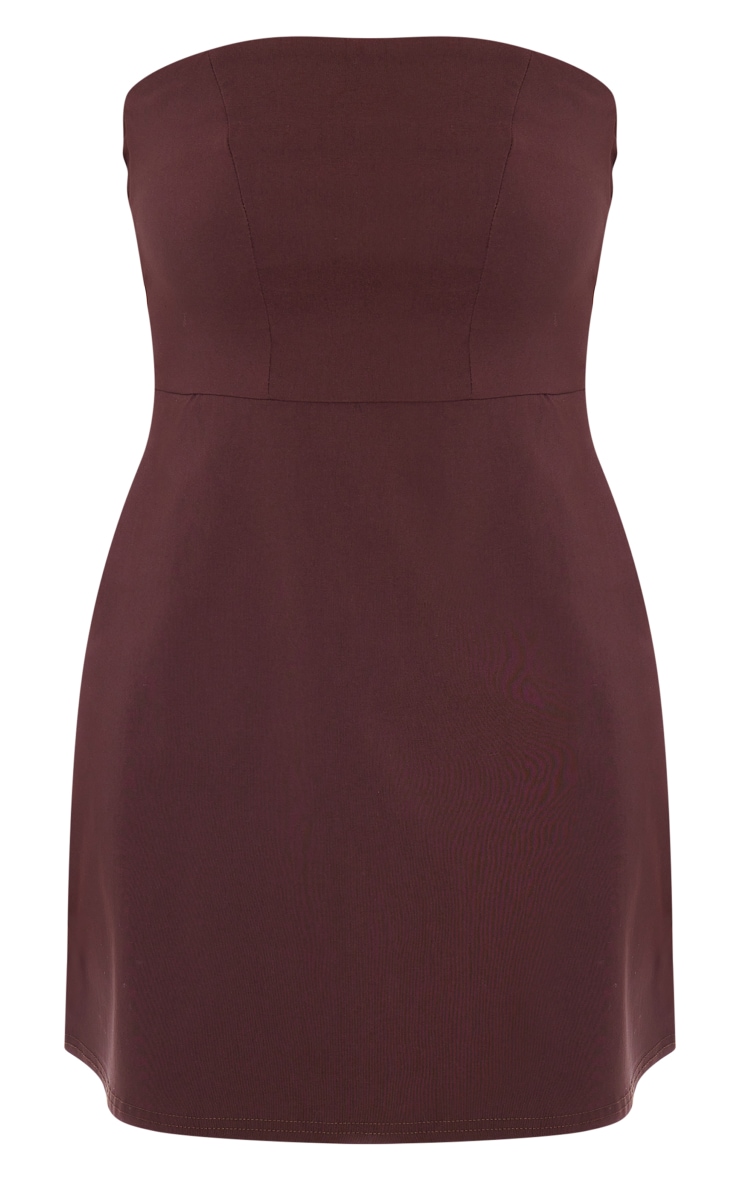 Chocolate Stretch Woven Bandeau Shift Dress image 5