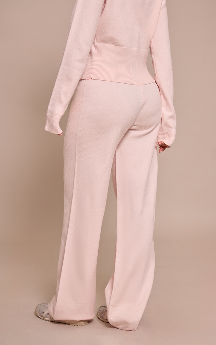 Petite Pink Wide Leg Knitted Pants image 3