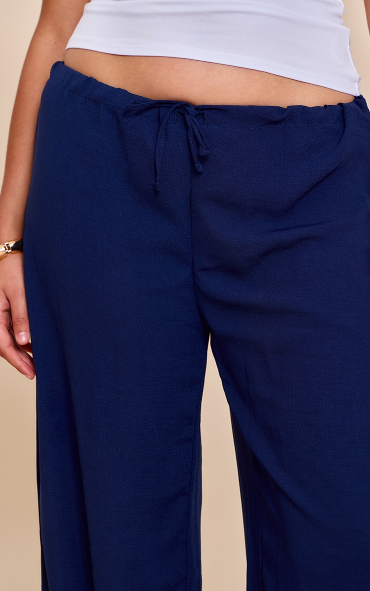 Plus Navy Floaty Drawstring Thin Waistband Pants image 4