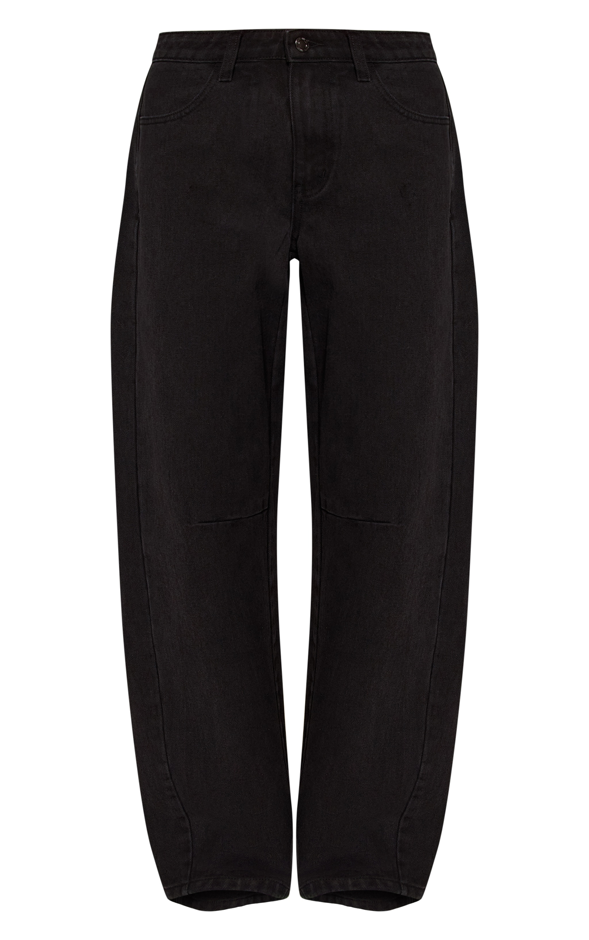 Black Seam Detail Low Rise Barrel Jeans image 5