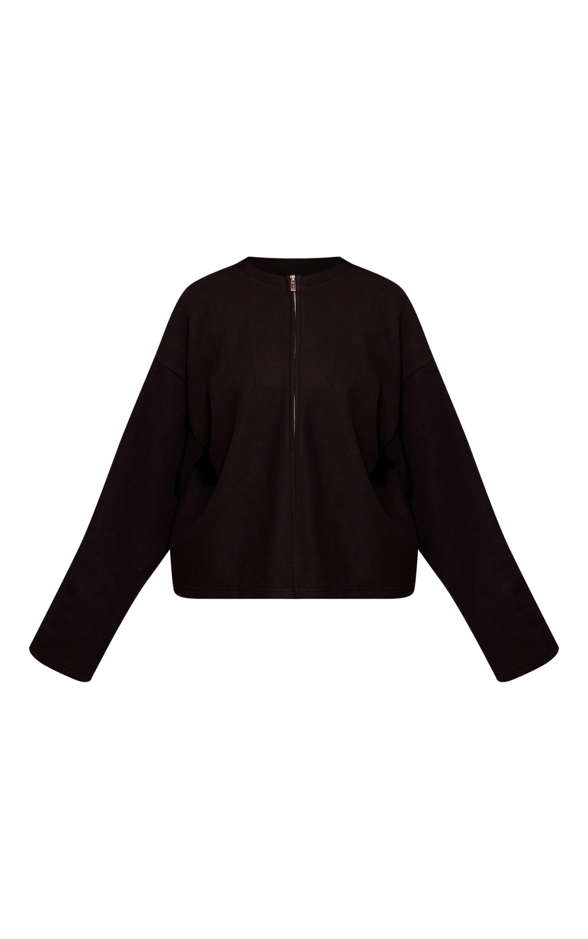 Petite Black Soft Touch Zip Through Sweatshirt image 5
