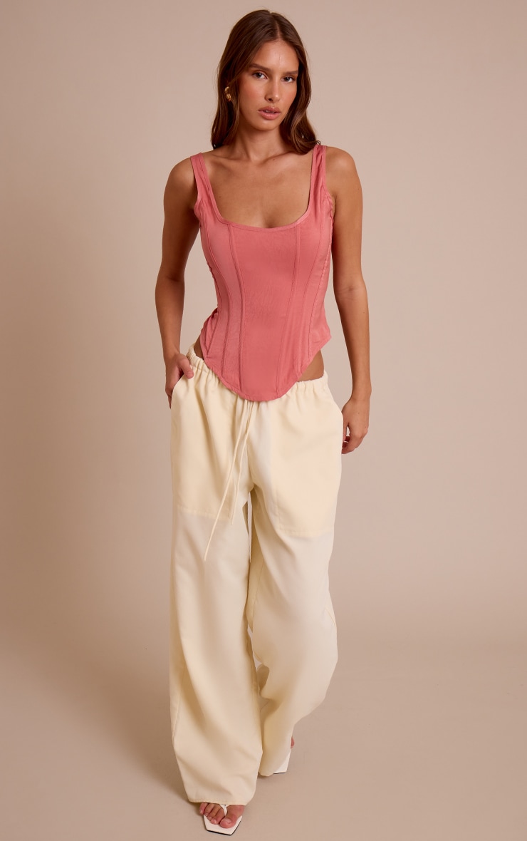 Blush Rose Textured Boned Dip Hem Longline Corset image 3