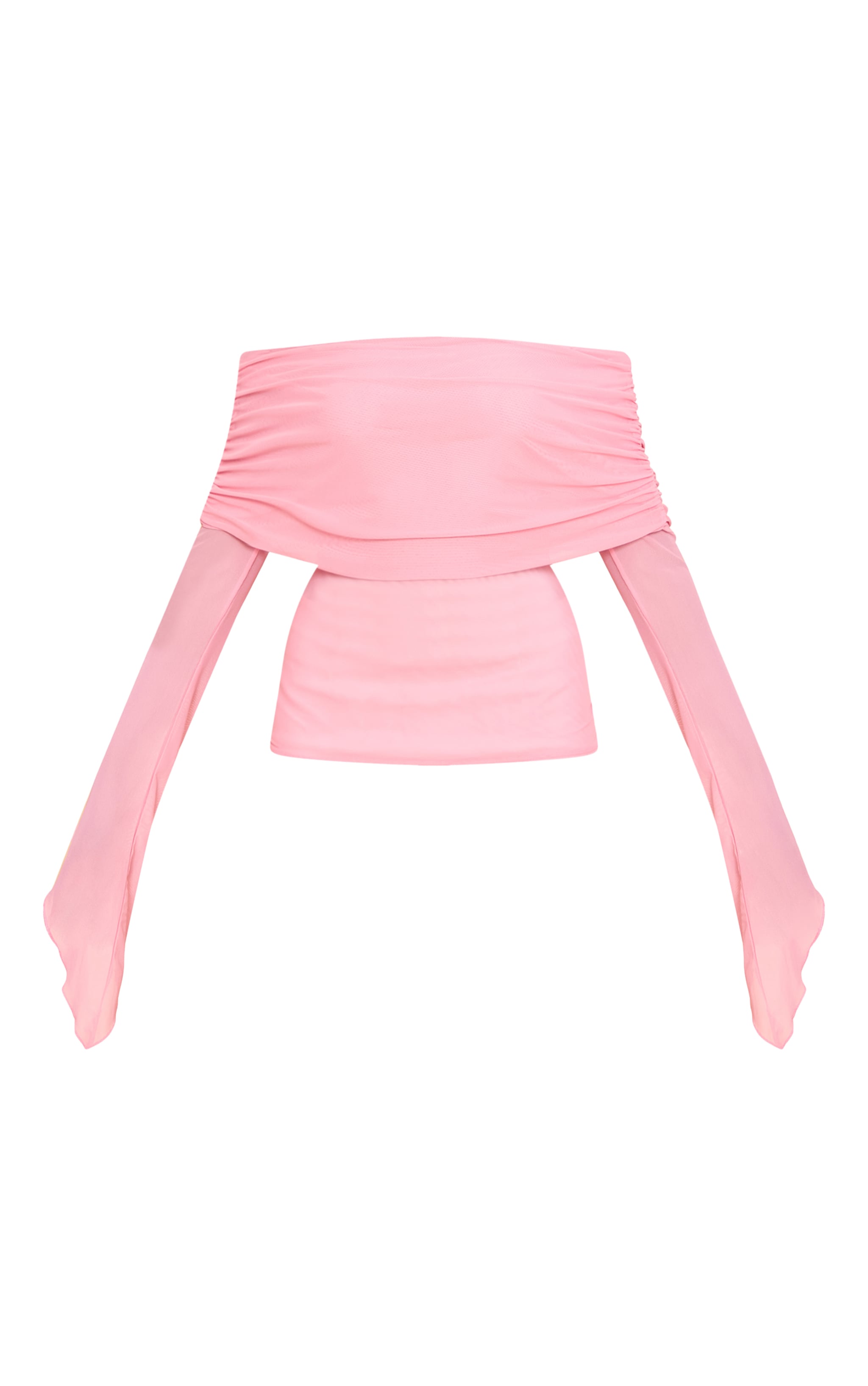 Pale Pink Mesh Fold Over Extreme Sleeve Detail image 5