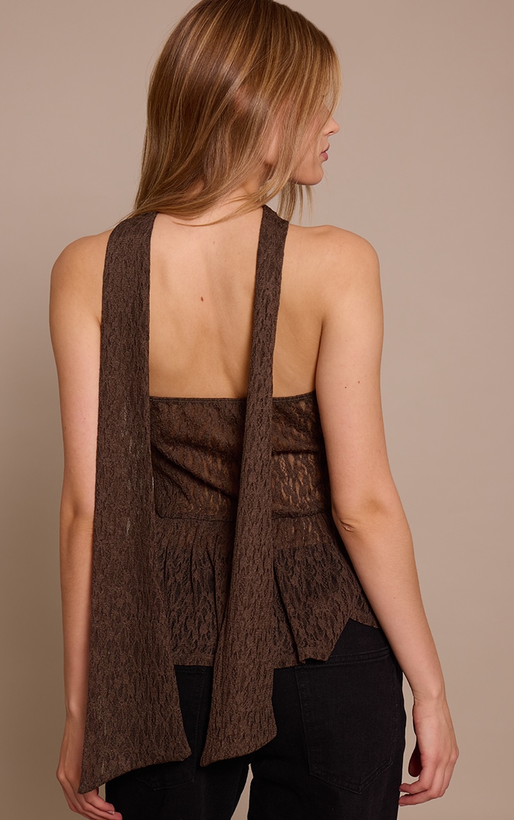 Dark Chocolate Lace Bandeau Scarf Detail Cami Top image 2