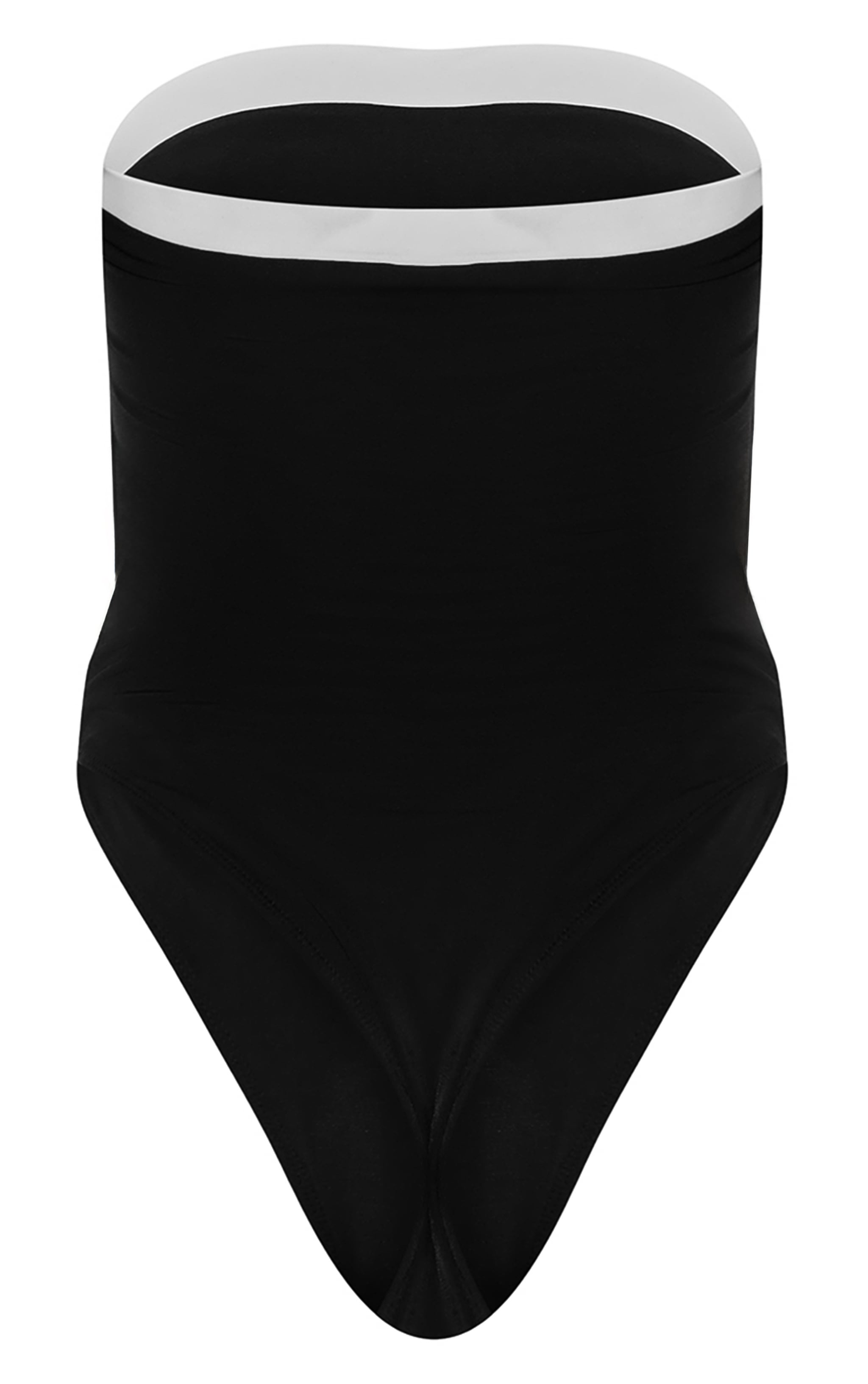 Black Contrast Binding Bandeau Swimsuit image 6