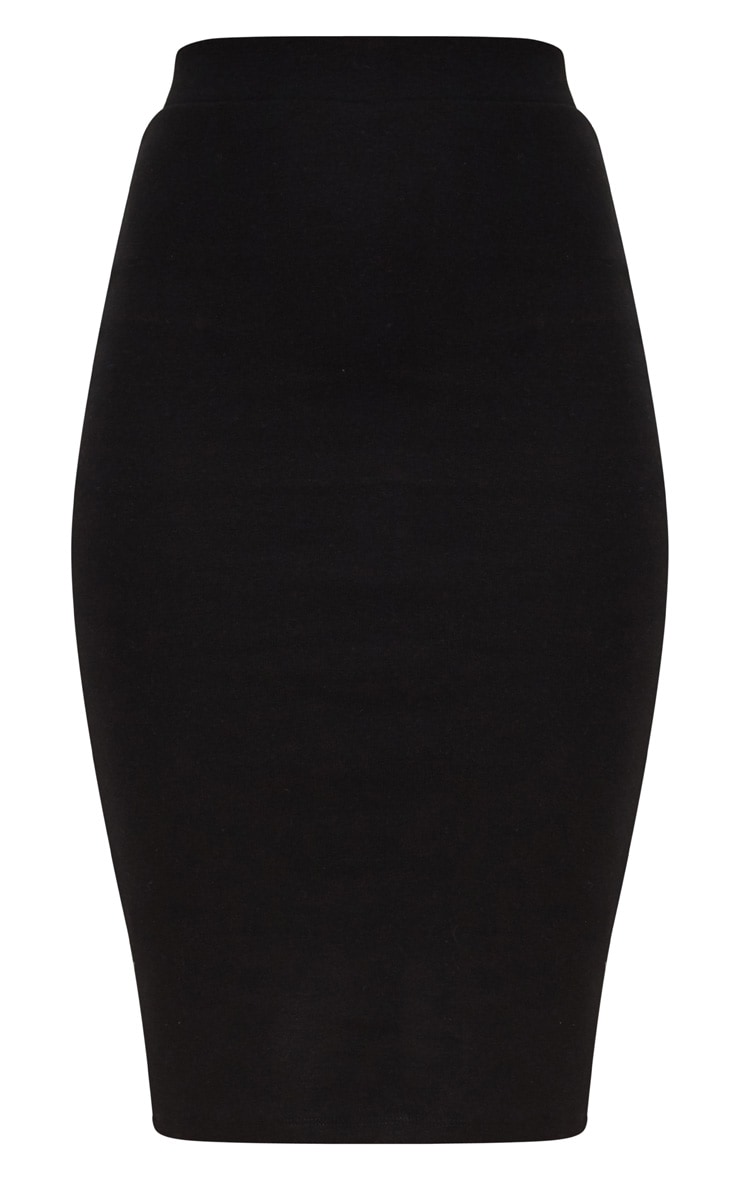 Black Second Skin Bodycon Midi Skirt Skirts PrettyLittleThing AUS