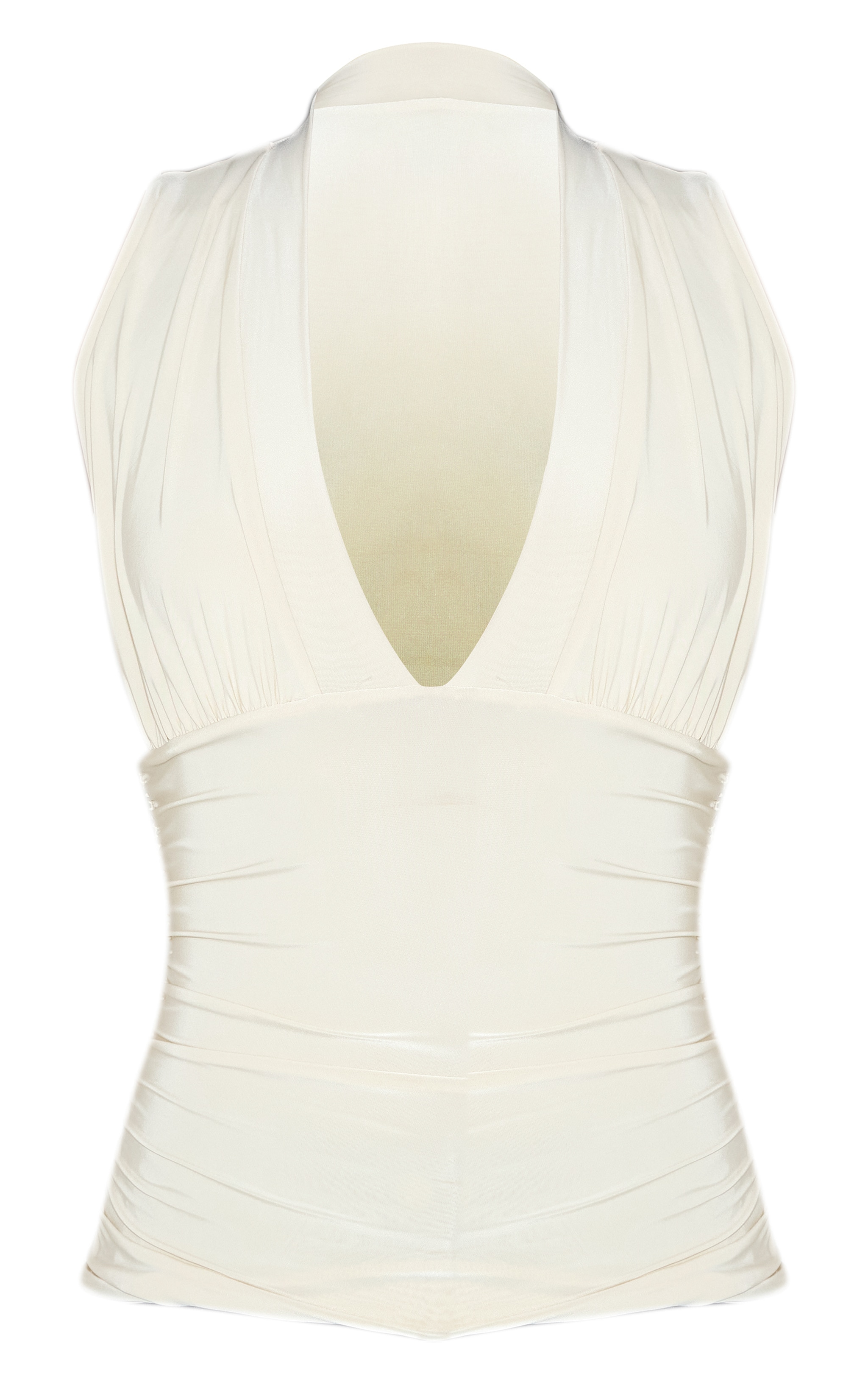 Tall Cream Matte Slinky Ruched Detail Sleeveless Top image 5