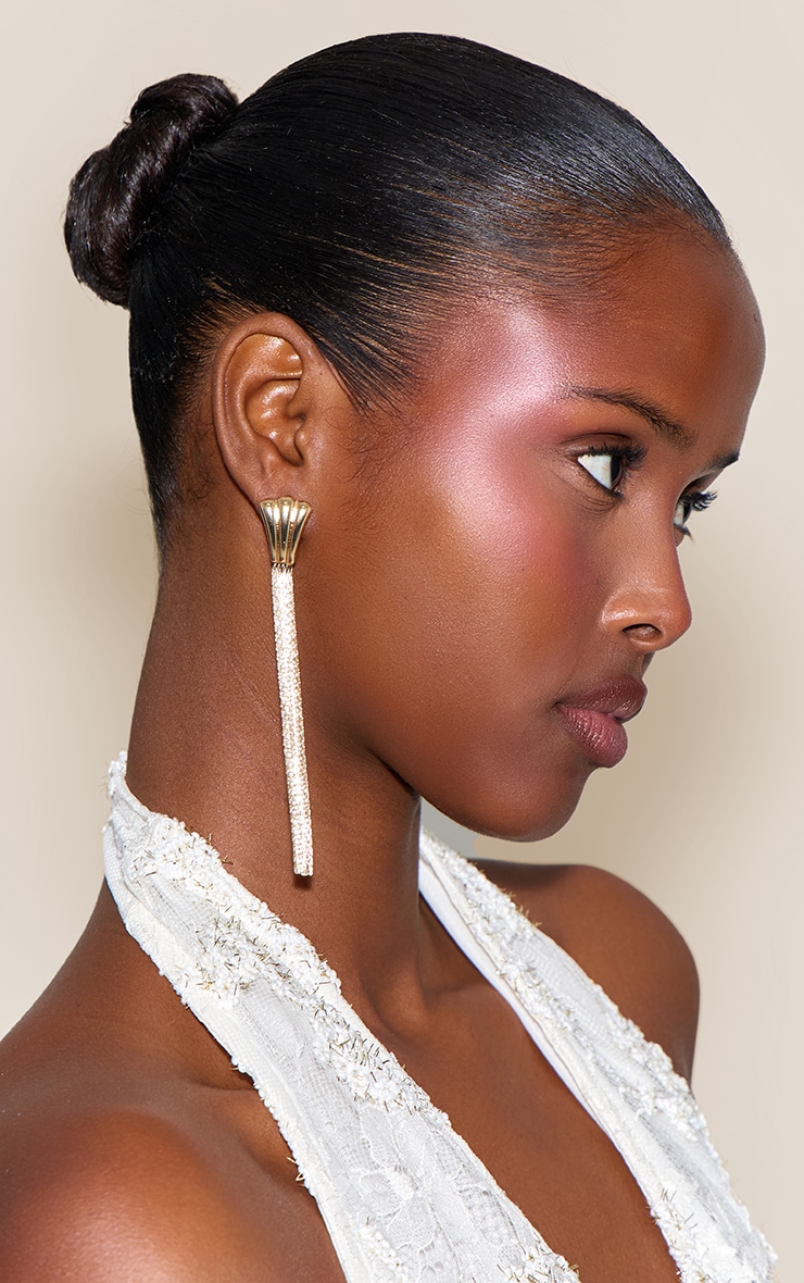 Gold Delicate Chain Drape Earrings image 1