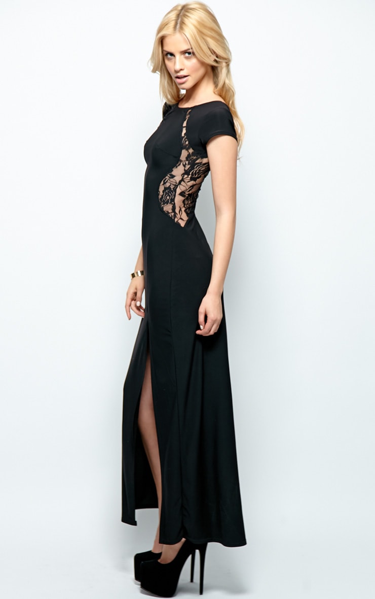 Venus Black Lace Panel Maxi Dress Dresses PrettyLittleThing
