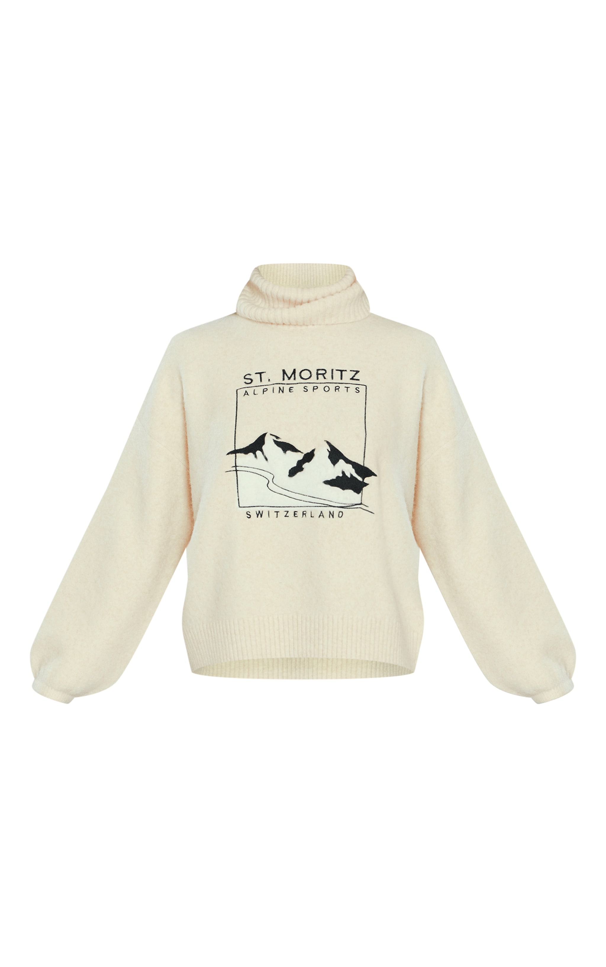 Cream Moritz Graphic Roll Neck Knitted Sweater image 5