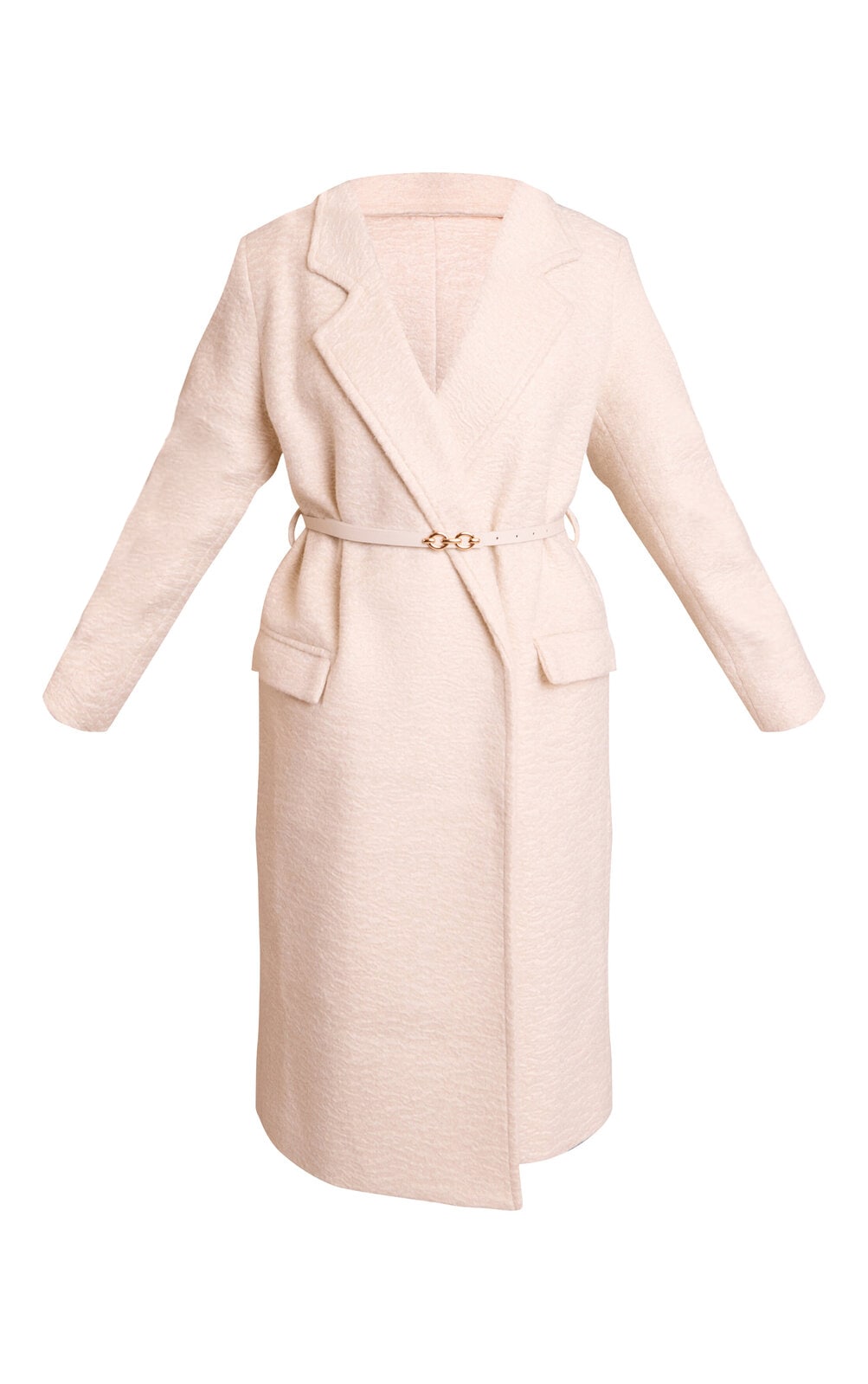 Petite Cream Belted Wool Look Maxi Coat image 5