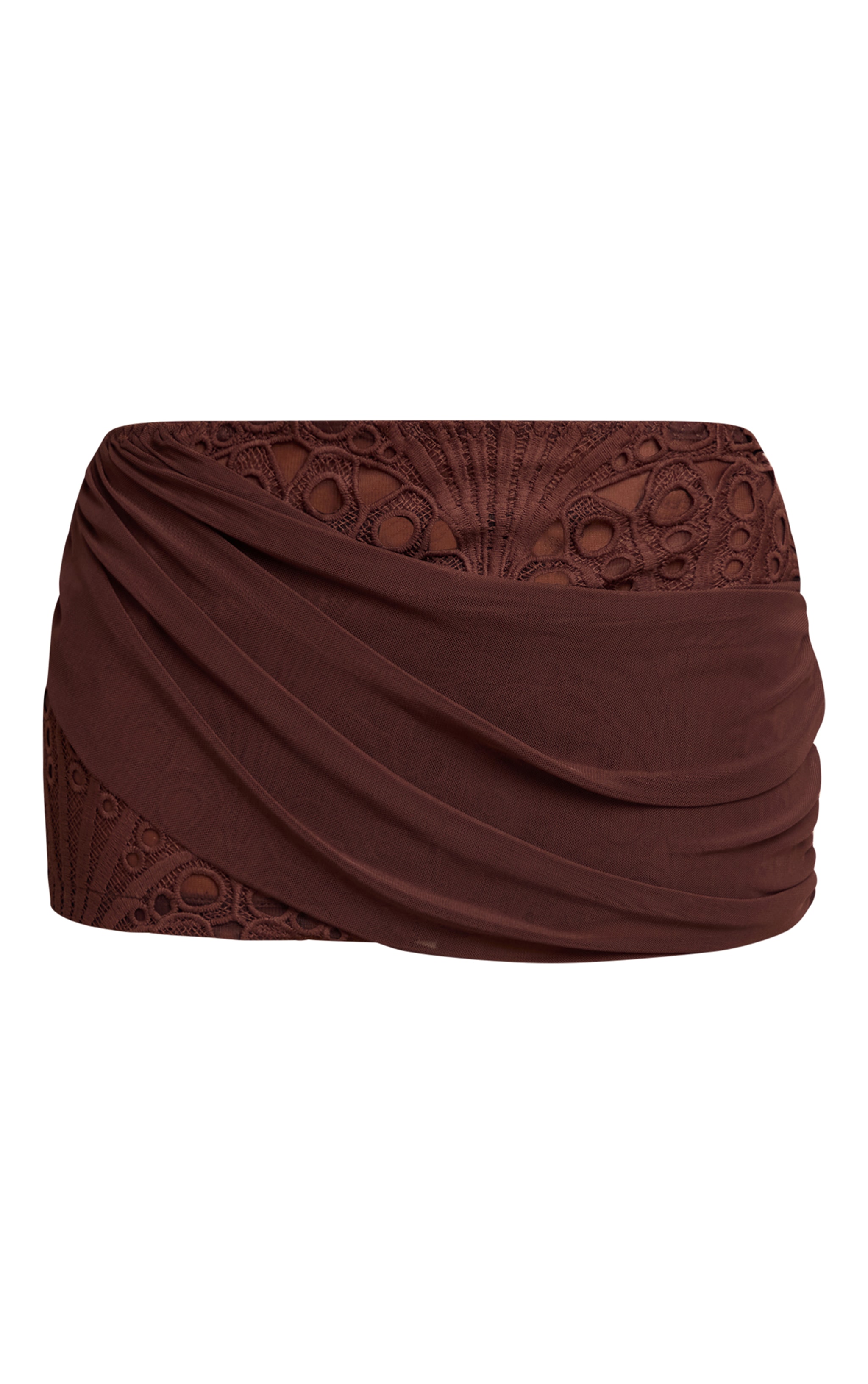 Brown Floral Lace Drape Detail Mini Skirt  image 6
