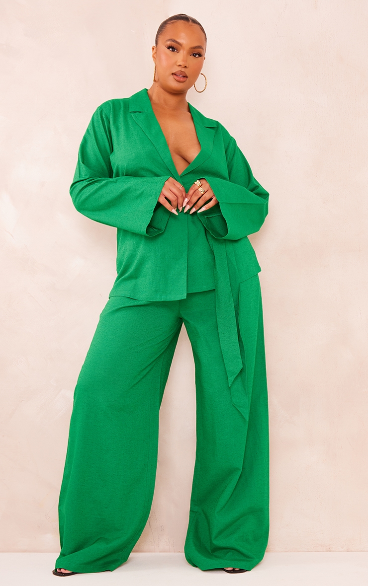 Chemise Femme En Lin Mélangé Vert Bleu (teal) Taille M - Boutonnage Devant Avec Nœud, Manches Longues, Parfait état