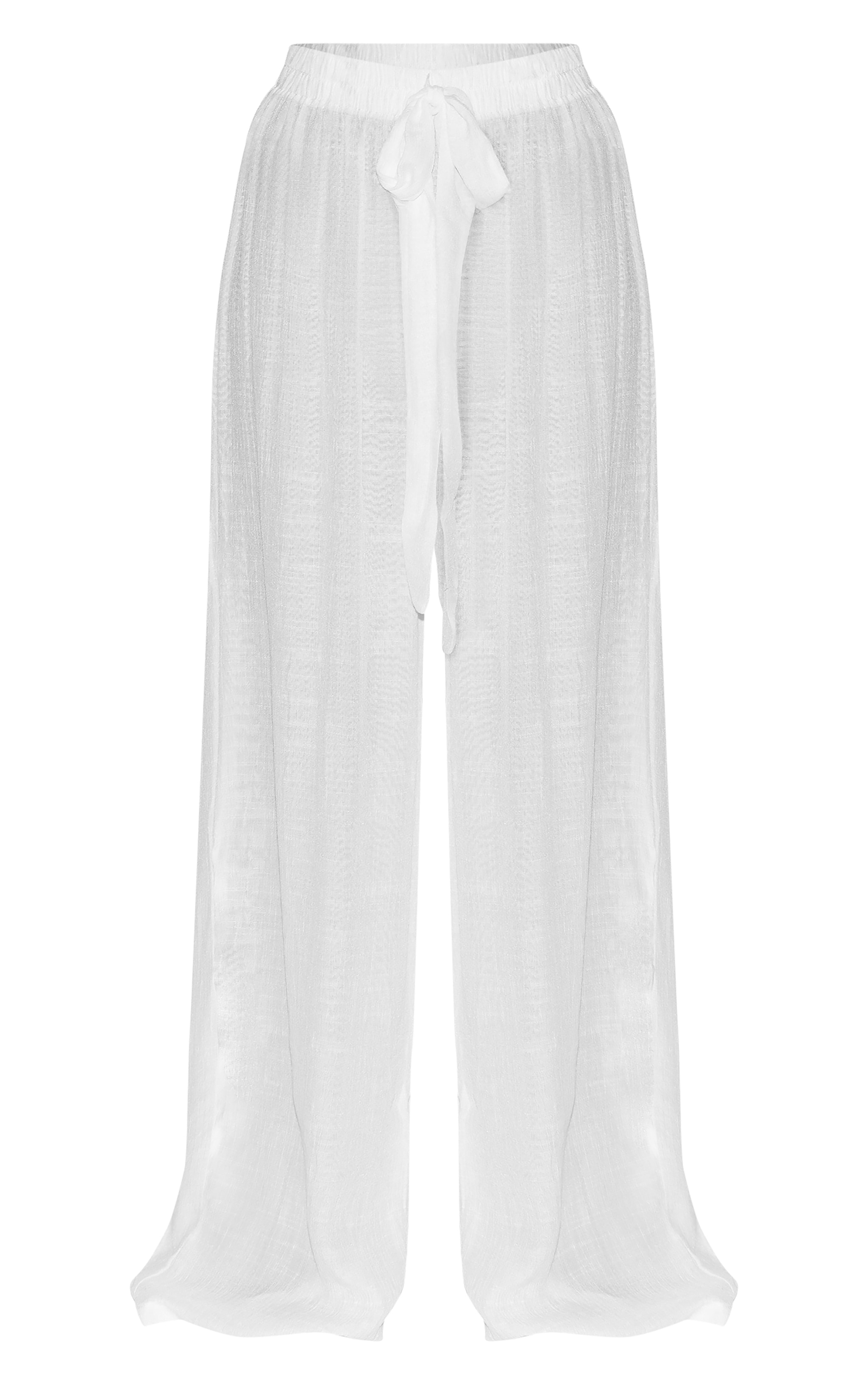 White Linen Look Palazzo Beach Pants image 5