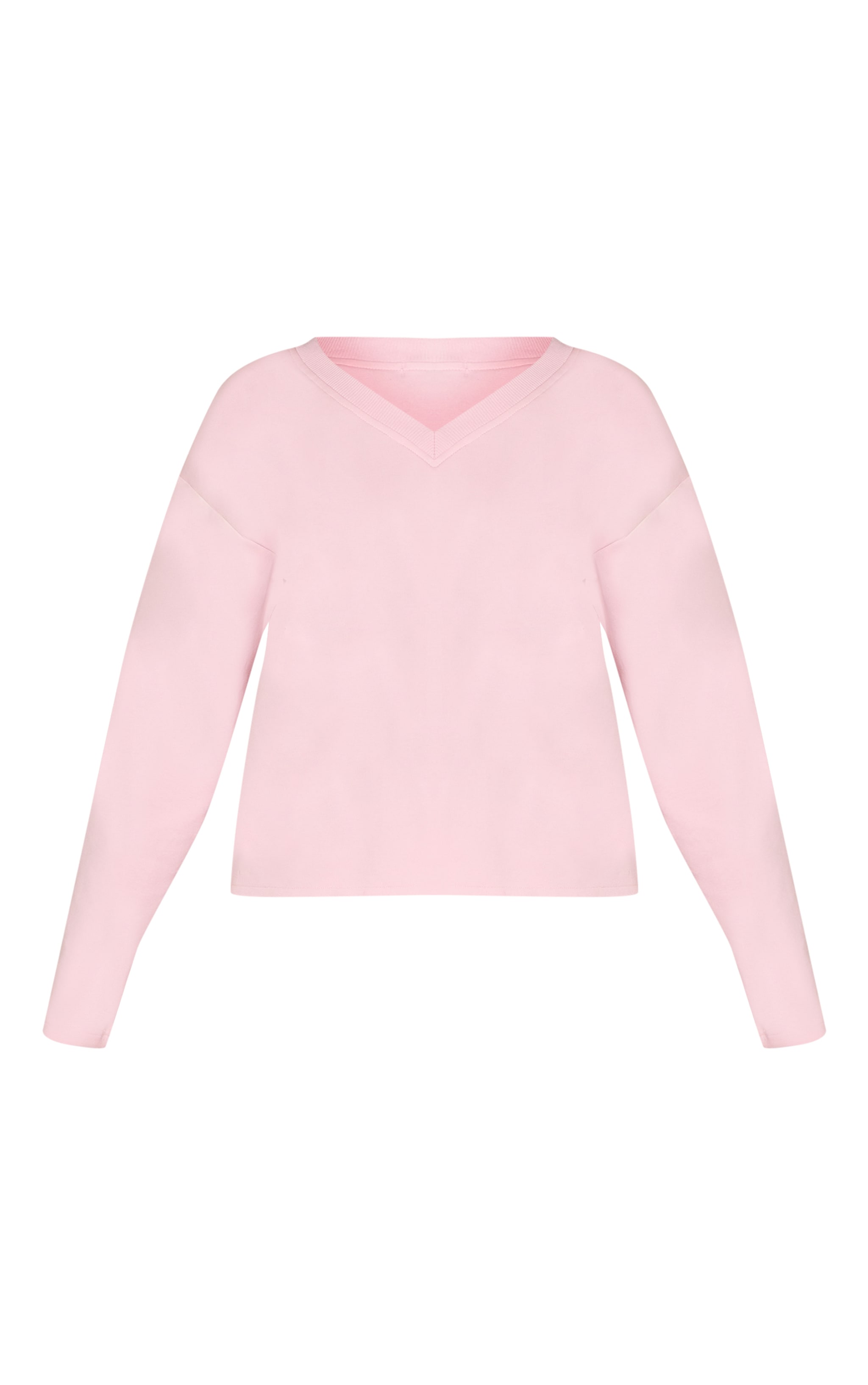 Petite Baby Pink V Neck Long Sleeve T-Shirt image 5