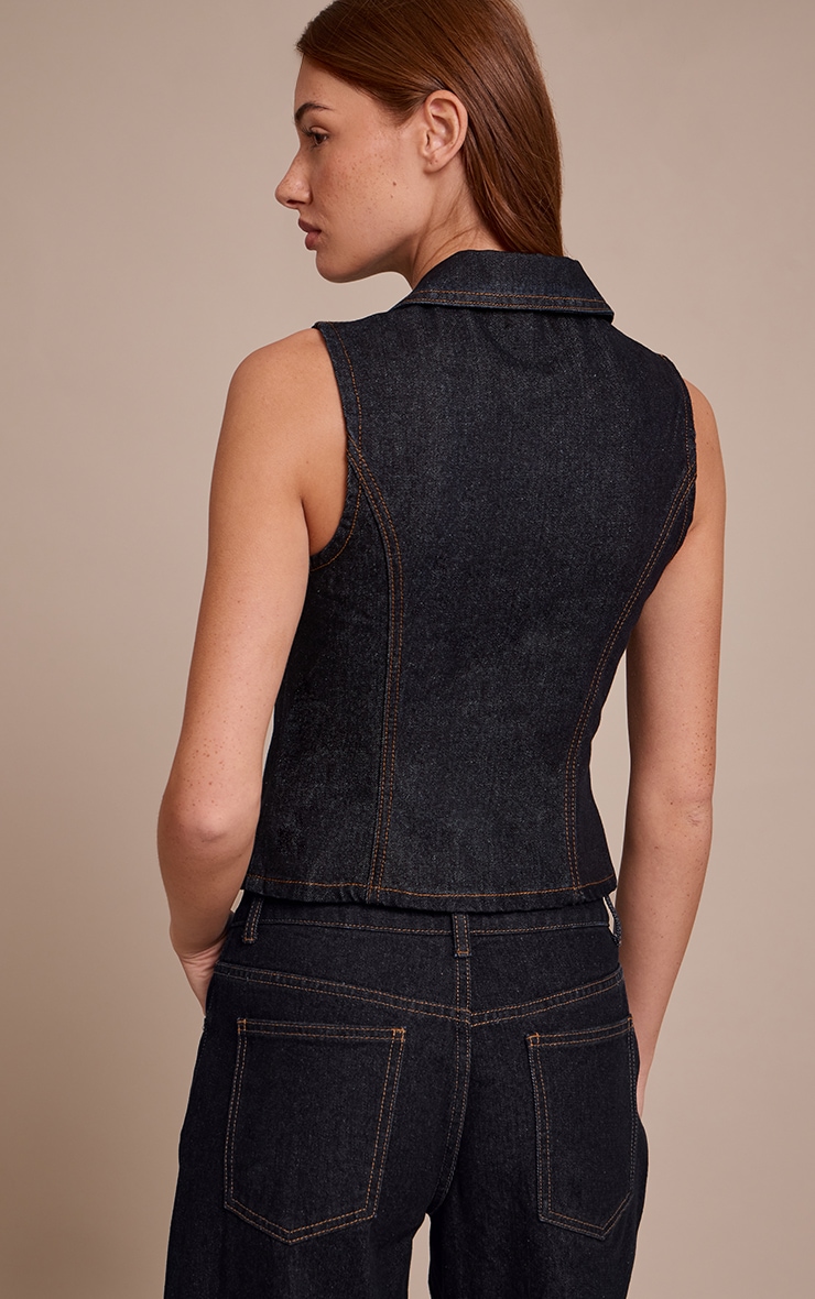 Raw Indigo Zip Up Denim Vest image 2