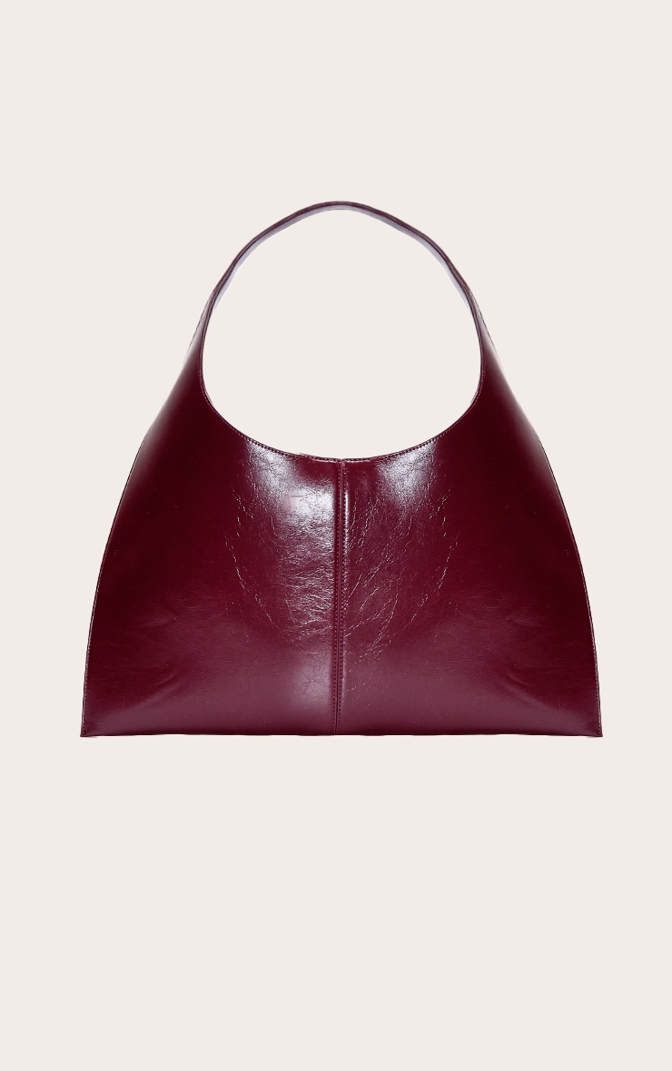 Burgundy Pu Circle Handle Shoulder Bag image 3