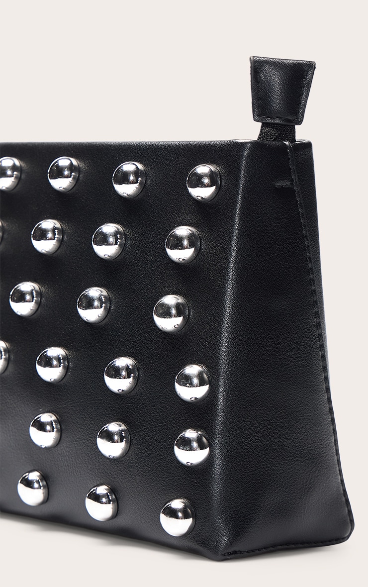 Mini sac à main structuré noir à clous en dômes image 5