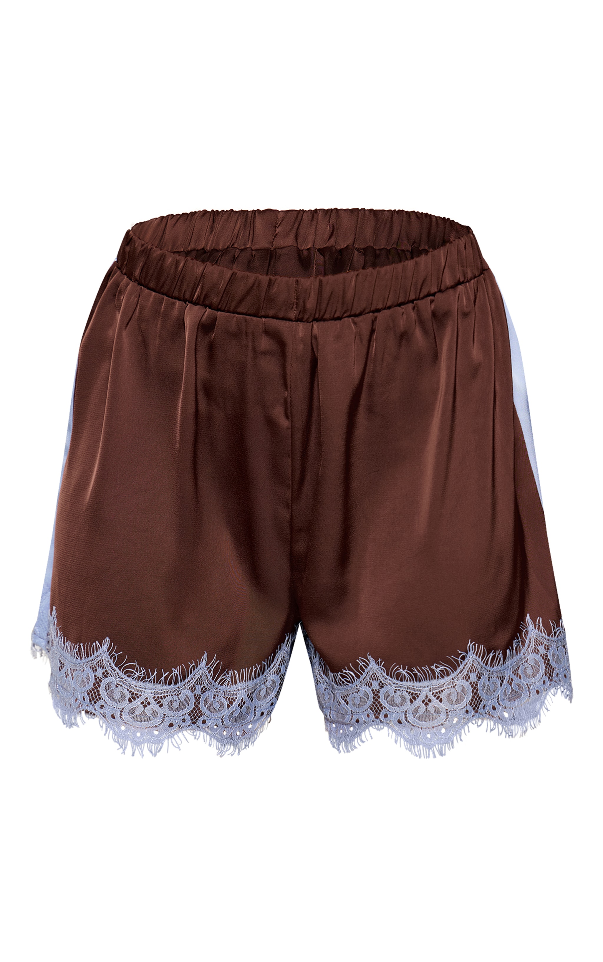 Chocolate Contrast Lace Stripe Waistband Detail Shorts image 6