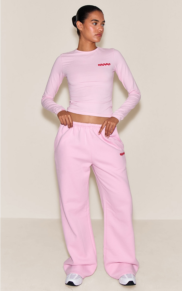 Pink Plt Studio Puff Print Cotton Long Sleeve Crop Top image 3