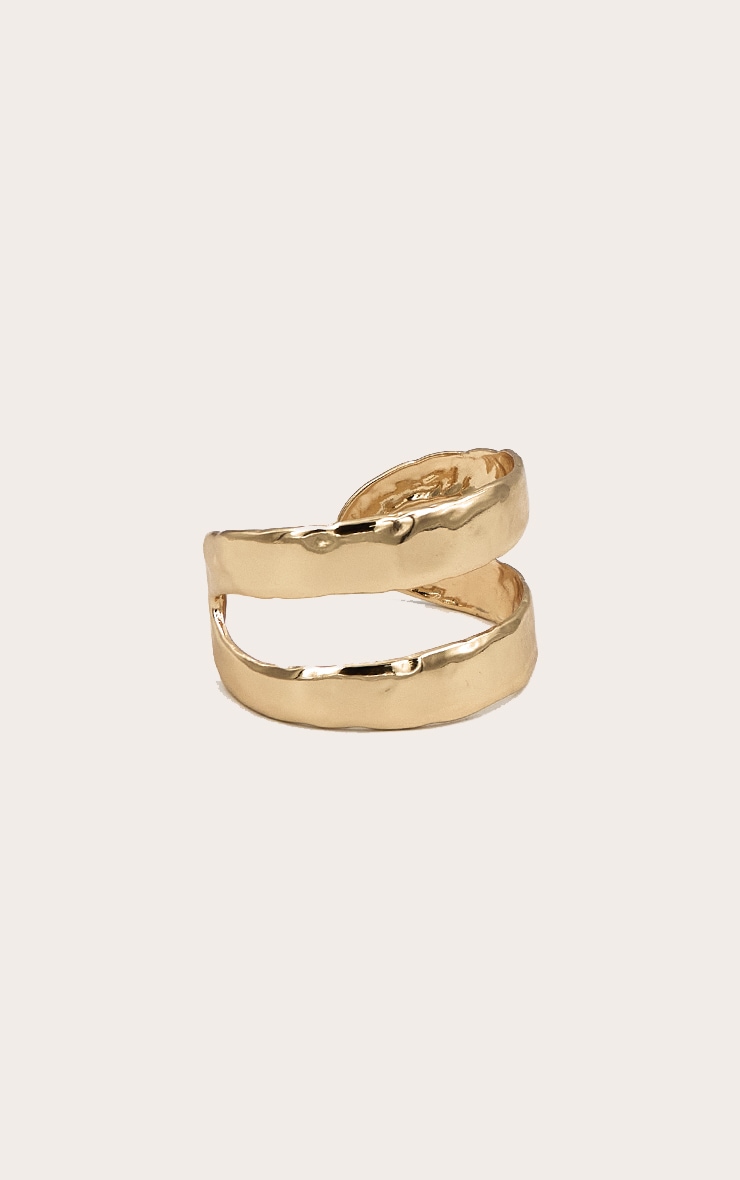 Gold Hammered Double Bangle image 2
