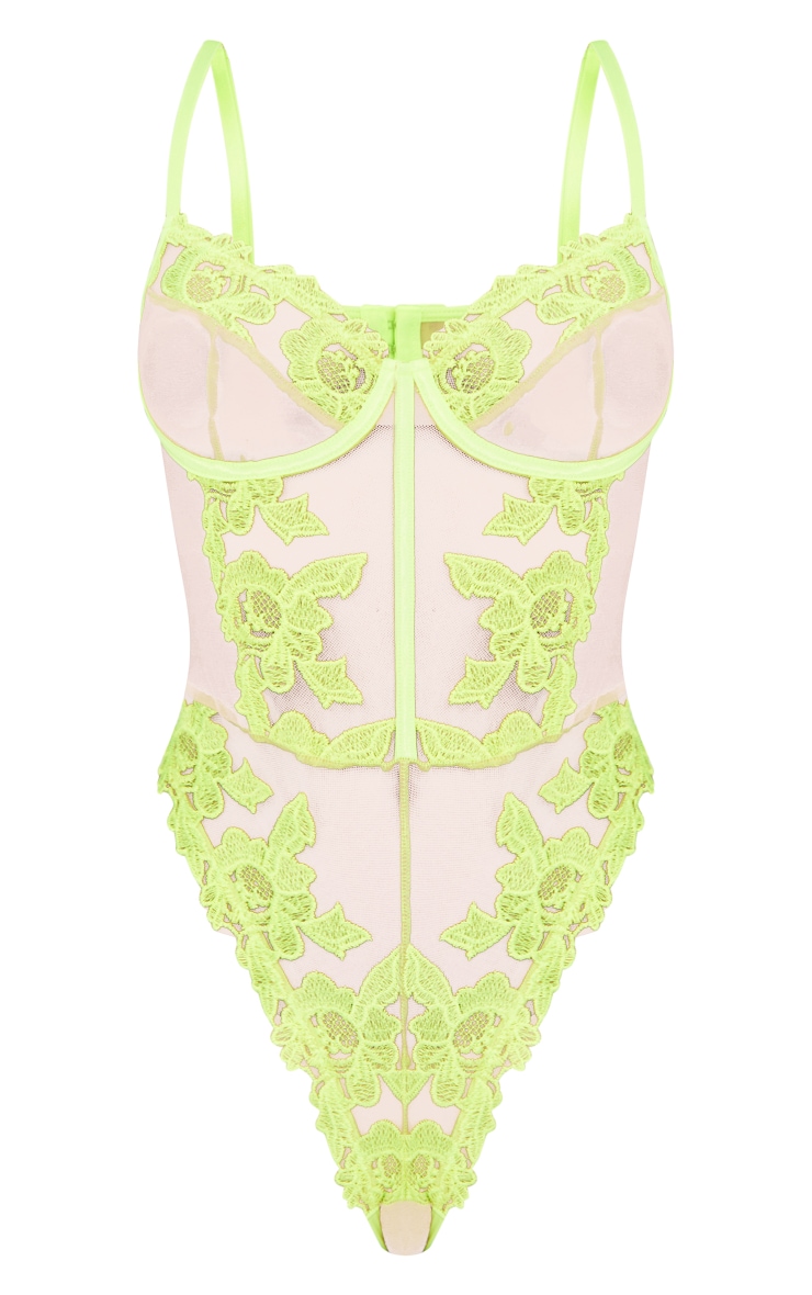 Lime Underwired Lace Binding Detail Body image 5