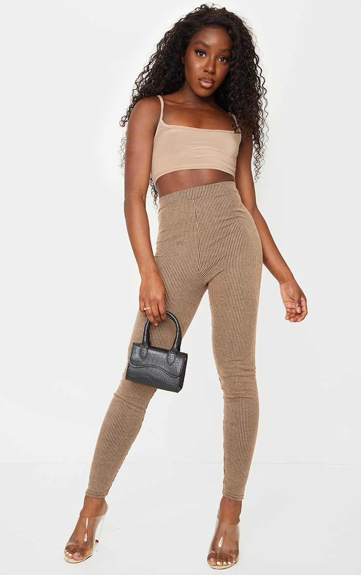 Contrast Camel Rib Leggings