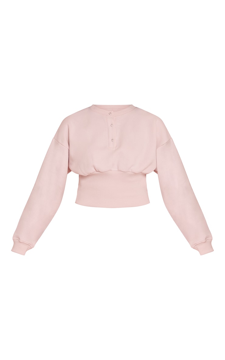 Baby Pink Button Up Cinched Sweatshirt image 5