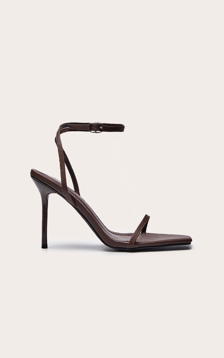 Chocolate Pu Square Toe Barley There High Heeled Sandals image 2