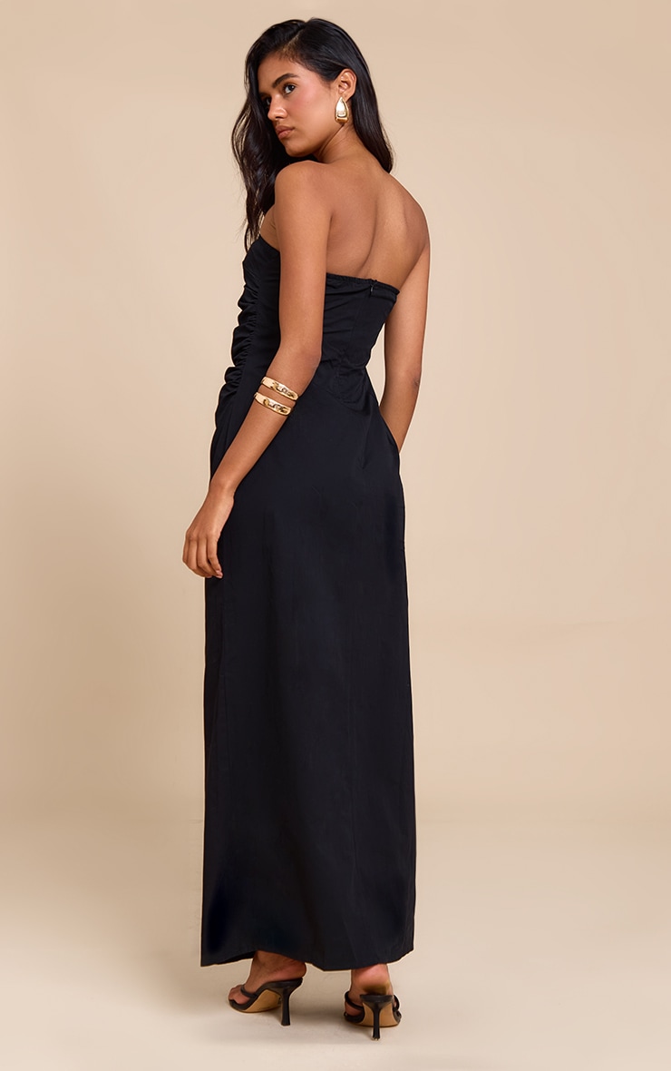 Black Bandeau Ruched Midaxi Dress image 2